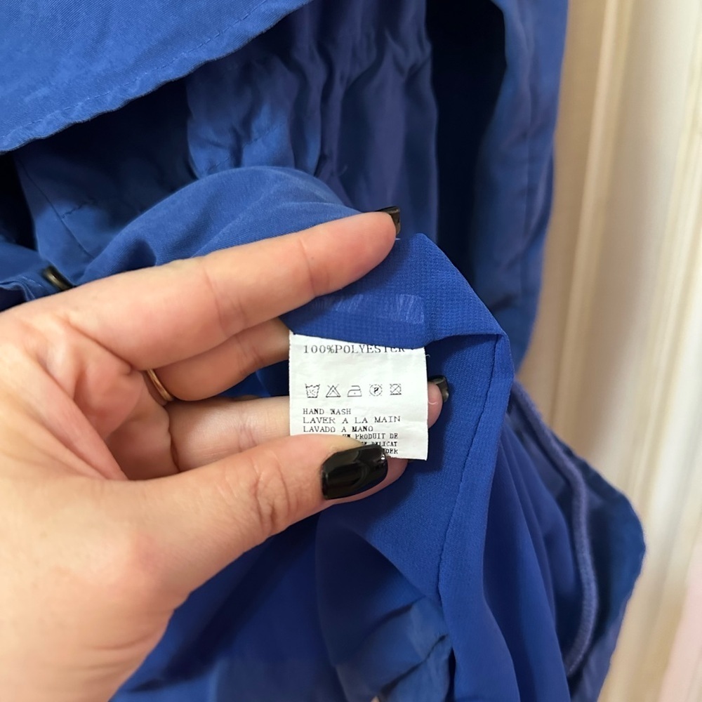 Christy & Co. Y2K Blue Waterfall Utility Jacket Open Front Drawstring Medium - Picture 4 of 8